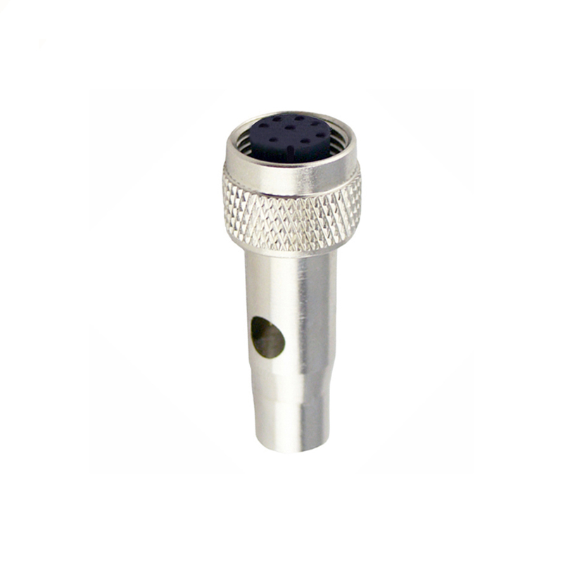 M12 8pins A code female moldable connector with shielded,brass with nickel plated screw